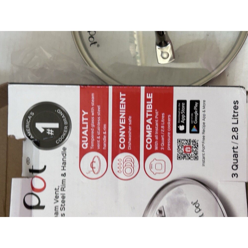 Instant Pot Glass Lid Stream Vent Stainless Steel Rim - Picture 3 of 15